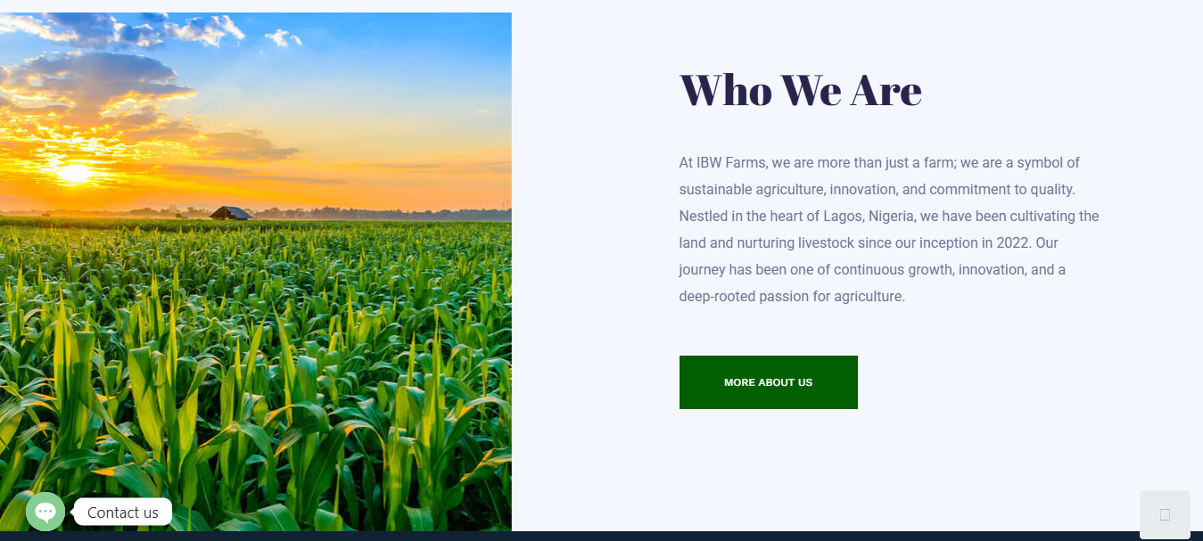 IBW Farms is a modern agricultural enterprise focused on fresh agro produce and quality livestock production. Built around efficiency, sustainability, and consistency, the brand represents the next generation of smart farming.