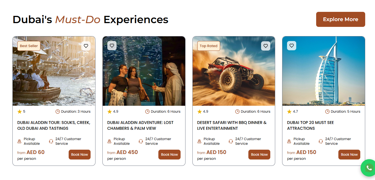 WalksOfDubai.com is a modern tourism platform engineered for scale and performance. We built the frontend with React for a seamless, lightning-fast user experience, powered by a Node.js backend built to handle dynamic bookings, currency logic, and real-time operations without breaking a sweat.