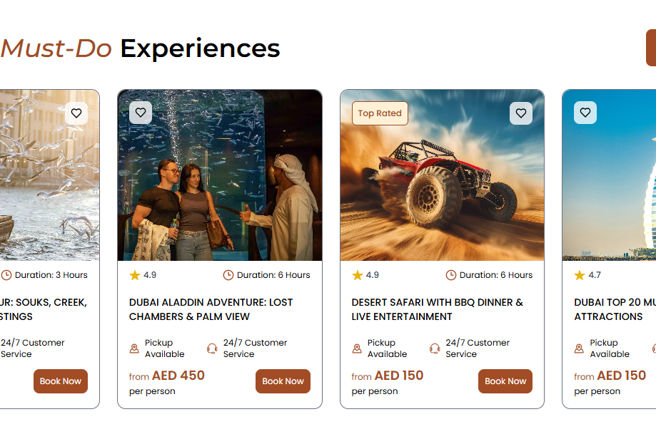 WalksOfDubai.com is a modern tourism platform engineered for scale and performance. We built the frontend with React for a seamless, lightning-fast user experience, powered by a Node.js backend built to handle dynamic bookings, currency logic, and real-time operations without breaking a sweat.